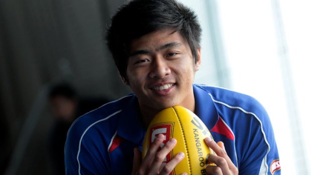 One of the pack: Lin Jong's raw physical talent has impressed the Western Bulldogs.
