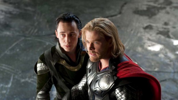 Gods must be crazy ...  Loki (Tom Hiddleston) and Thor (Chris Hemsworth).