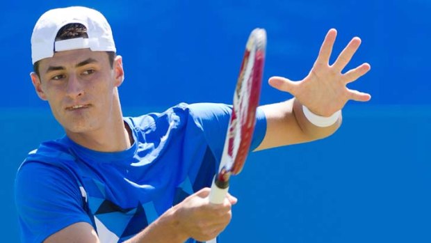 Great expectations &#8230; Bernard Tomic in action at Eastbourne.