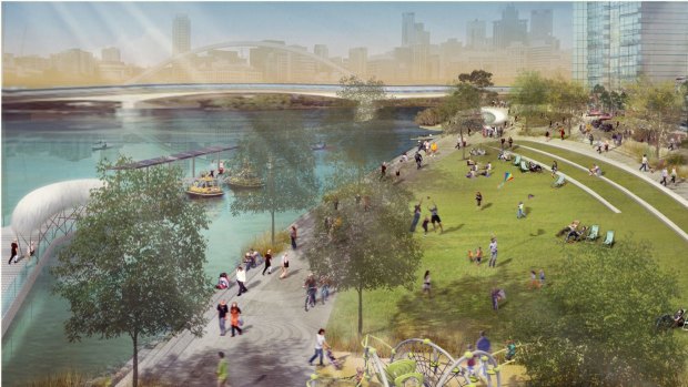 An artist's impression of the revamped riverfront.