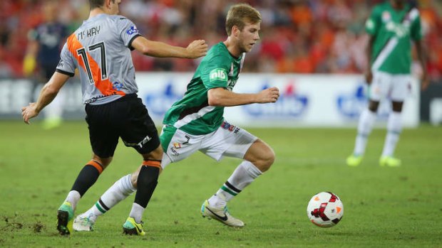 Slow going: The pitch at Suncorp Stadium for Brisbane Roar's match against Newcastle Jets was worse for wear after concerts by Bon Jovi and Taylor Swift.