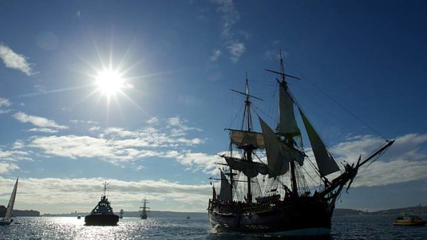 Right aim &#8230; Captain Cook's pistol and a replica of his ship, HM Bark Endeavour.