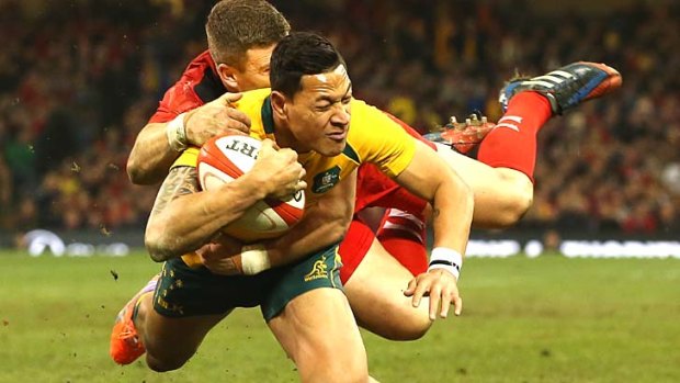 Recrod-breaker: Israel Folau scored his 10th try of the seaon.