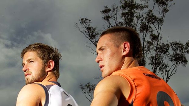 Leading light: Callan Ward (left) with Tom Scully. Ward looks set to co-captain the Giants with Luke Power.