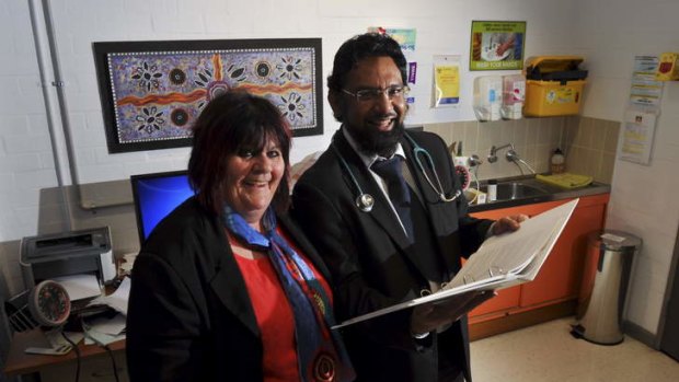 After a two-year search, Dr Nadeem Siddiqui joins Winnunga Nimmityjah Aboriginal Health service from Qatar. He is pictured with CEO Julie Tongs.