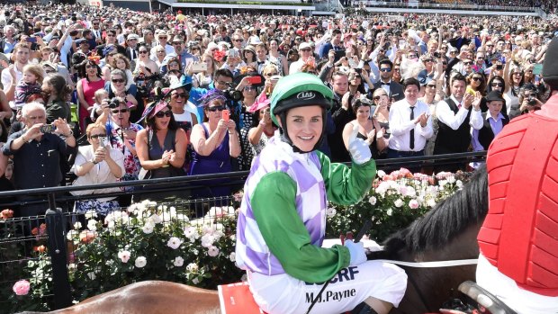 Leading the way for women jockeys: Melbourne Cup winner Michelle Payne.