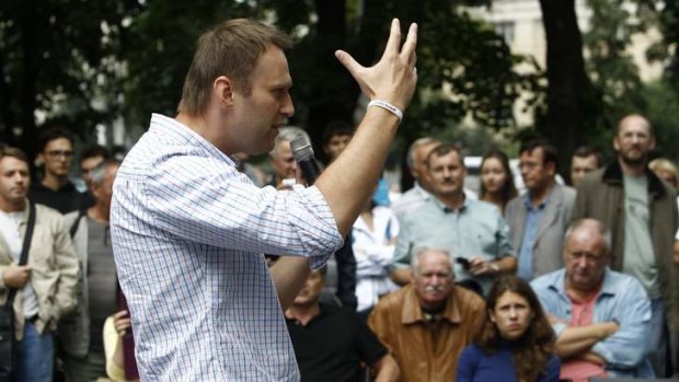 Charismatic outsider: Alexei Navalny campaigning in Moscow.