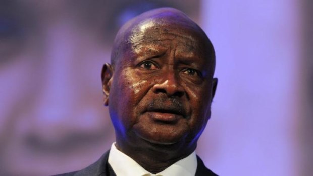 Ugandan President Yoweri Museveni: Told party members he will sign a bill imposing harsh sentences for homosexual acts, including life imprisonment.
