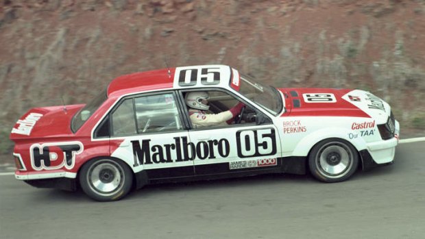 Motorsport legend Peter Brock driving his Holden to victory at Bathurst in 1982.