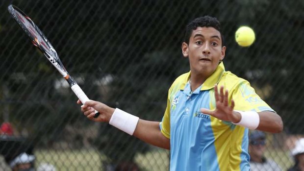 Nick Kyrgios beat Sam Groth in four sets.