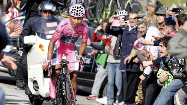 Crowd favourite: Colombian Nairo Quintana powers on during stage 19 of the Giro d'Italia.