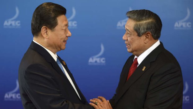 Chinese President Xi Jinping, and Indonesian President Susilo Bambang Yudhoyono upon arrival at APEC.