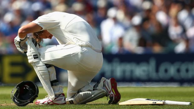Did it the hard way: Australia's Shane Watson took a blow to the head from a Stuart Broad bouncer before claiming his third Test hundred.