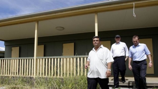 Recently suspended Nauru MP Dr Kieren Keke with Tony Abbott and Scott Morrison in 2011.