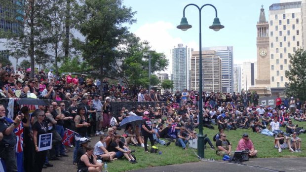 Protesters opposing Queensland's VLAD anti-bikie laws