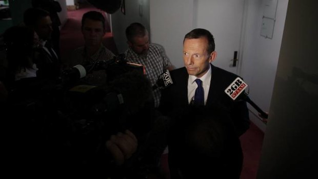 Opposition Leader Tony Abbott speaks to the media at the Press Gallery at Parliament House in Canberra on Monday 24 September 2012.