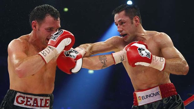 Daniel Geale and Felix Sturm during their WBA and IBF middleweight world championship bout in Oberhausen.