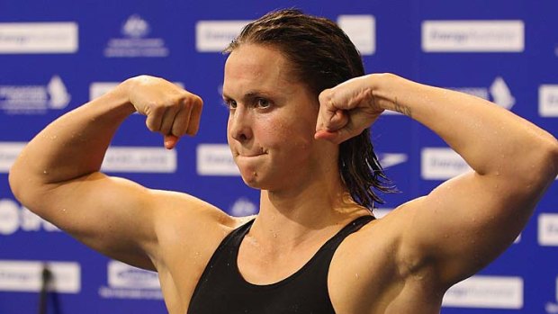 Power packed: Libby Trickett is pumped after qualifying for the Olympic Games last night.