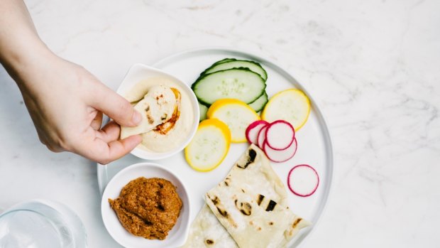 "Hummus is made from chickpeas, which are a great source of both fibre and protein to keep us fuller for longer." 