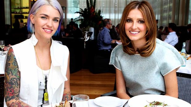 Happy place: Ruby Rose and Kate Waterhouse.