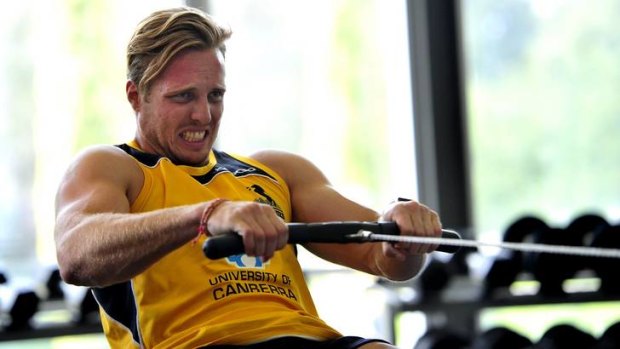 Tom Cox during training at Brumbies HQ, Griffith.