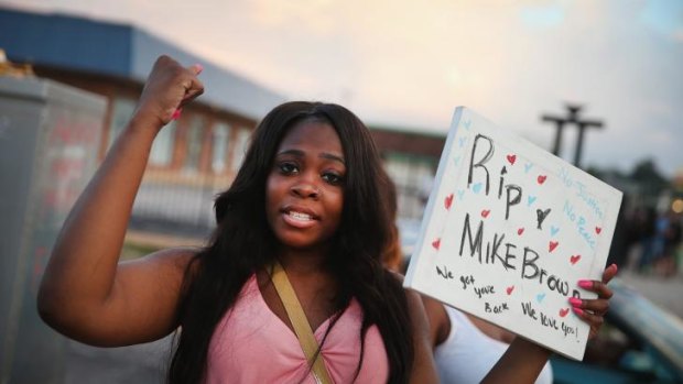 Arniesha Randall protests the killing of 18-year-old Michael Brown.