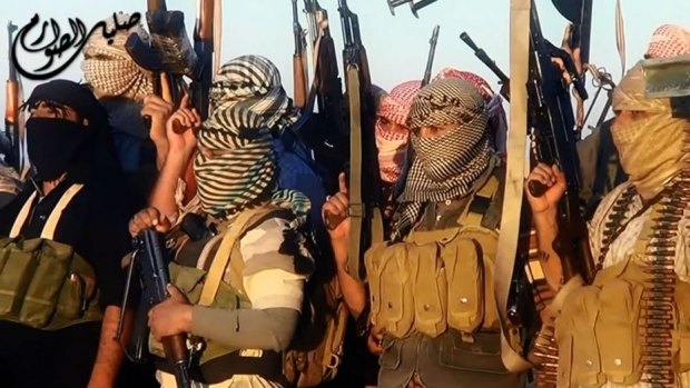 A video image said to show Islamic State of Iraq and the Levant militants near Tikrit.