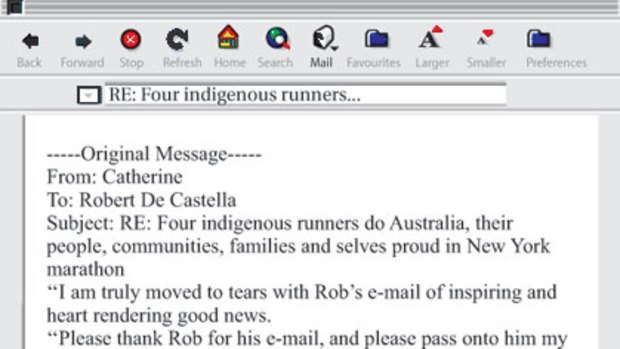A copy of the email sent by Cathy Freeman.