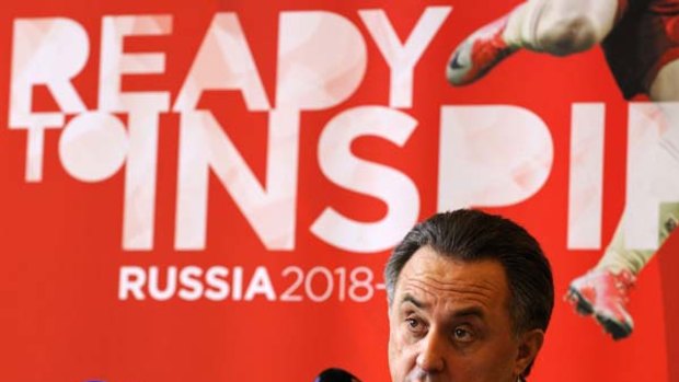 Russian Sports Minister Vitaly Mutko speaks to the media in Zurich yesterday before his country's 2018 World Cup bid.