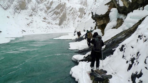 Big chill: One ill-timed step could mean death in the icy waters.