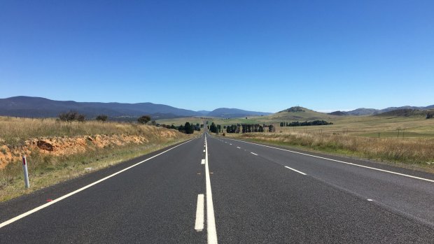 The long straight stretch of Monaro Highway between Bredbo and Cooma known as the Billilingra Strait.