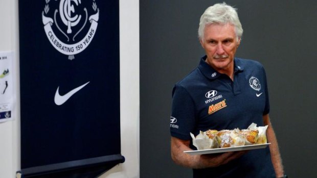 In this case, Mick Malthouse had muffins for the media.