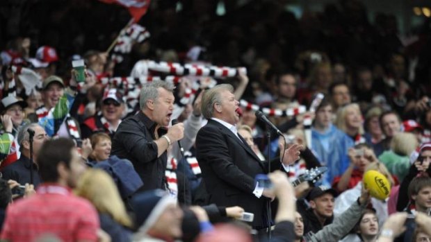Jimmy Barnes and John Farnham, seen here performing at the 2009 AFL Grand Final, have made it clear they do not support Reclaim Australia's use of their songs.