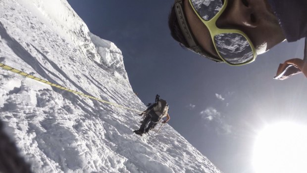 Sherpas training in the film, Sherpa.