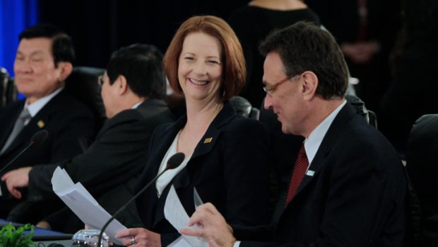 Prime Minister Julia Gillard and Trade Minister Craig Emerson at the APEC forum in Honolulu.