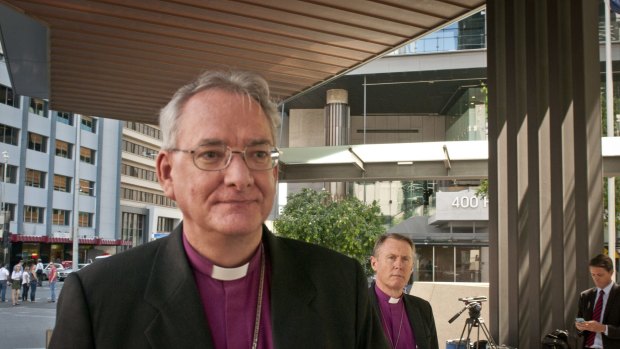 BRISBANE, AUSTRALIA - NOVEMBER 13:  Brisbane Anglican Archbishop Philip Aspinell arrives. Peter Hollingworth fronts the Royal Commission into Institutional Responses to Child Abuse at Brisbane Magistrates Court on November 13, 2015 in Brisbane, Australia.  (Photo by Robert Shakespeare/Fairfax Media)