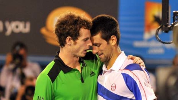 Andy Murray and Novak Djokovic after the Scot was defeated.