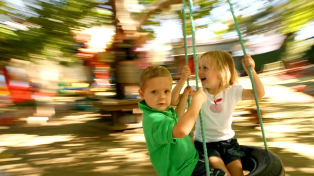 Happy where they are... St Thomas's Child Care Centre in Rozelle is to be relocated to make way for a light rail line.