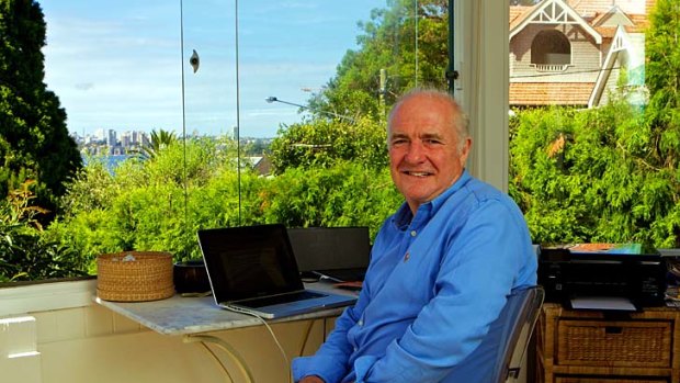 Time out ... Rick Stein working on his memoir at his Neutral Bay home.