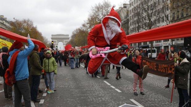 Climate activists demonstrate on the final day of the talks. 