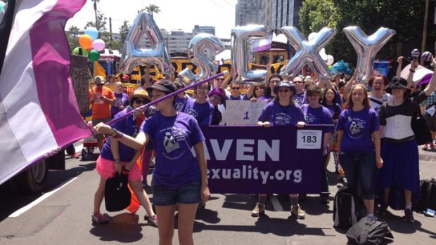 Members of AVEN (Asexual Visibility & Educational Network) march in San Francisco.
