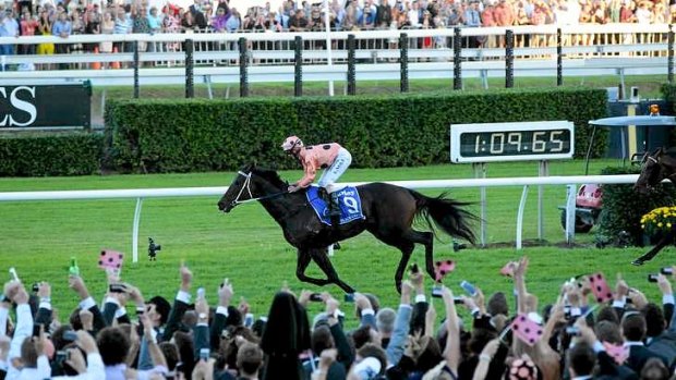 Black Caviar makes history at Royal Randwick, winning her 25th successive race and 15th Group 1 in the TJ Smith Stakes.