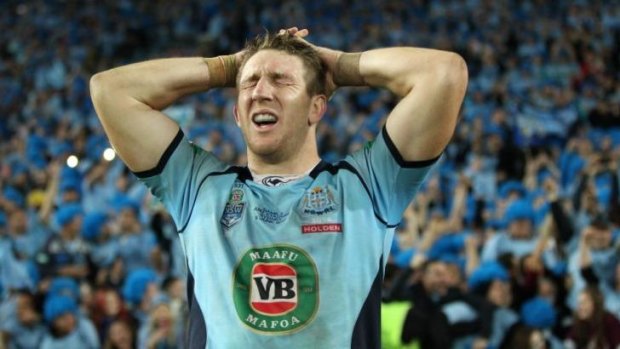 Feeling the strain: Ryan Hoffman feels the relief of a series win after game two in Sydney.