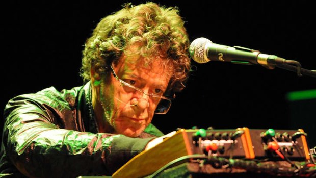 Musician Lou Reed performs music inspired by his seminal 1975 experimental album 'Metal Machine Music' with the Metal Machine Trio, as part of the Ether festival at the Royal Festival Hall on April 19, 2010 in London, England.