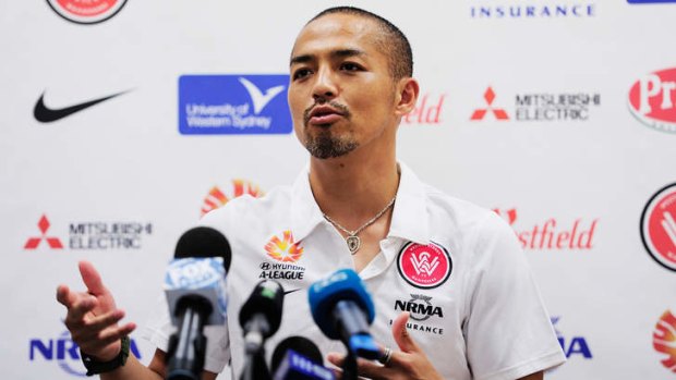 Departing: Shinji Ono talks to the media on Friday about his return to Japan at the end of the season to join J-League division 2 club Consadole Sapporo.