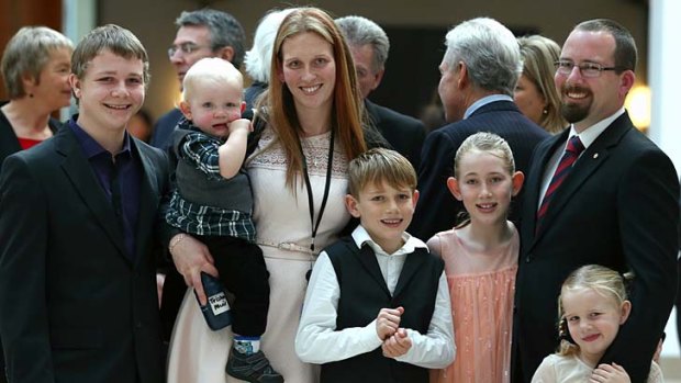 Senator Ricky Muir with his wife Kerrie-Anne and their children.