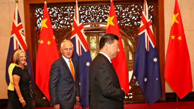 Australian Prime Minister Malcolm Turnbull meeting with President Xi Jinping. 