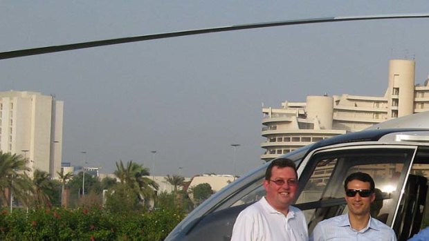 Flew together to the UAE ... Andrew Kelly, left, and Charif Kazal, pictured in Abu Dhabi.