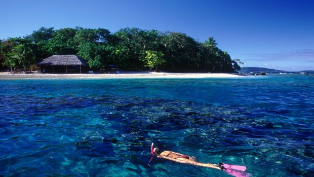 Snorkelling at Hideaway Island Marine Reserve in Vanuatu.