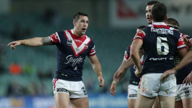 Frustrated ... Mitchell Pearce is not impressed.